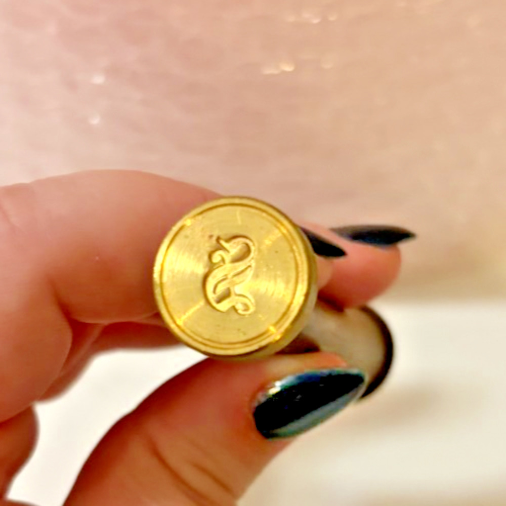 S wax seal with wooden handle
